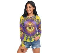 Camiseta transparente para mujer, diseño espiritual de mandala art The Evil Mandala Eye, cuello redondo, transparente, talla S, Mandala Art the Evil Mandala Eye - Diseño espiritual, M