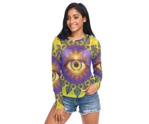 Camiseta transparente para mujer, diseño espiritual de mandala art The Evil Mandala Eye, cuello redondo, transparente, talla S, Mandala Art the Evil Mandala Eye - Diseño espiritual, M