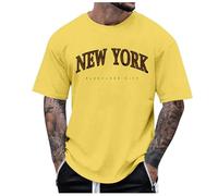 Camiseta Transpirable Hombre Camiseta Hombre Manga Corta Cuello Estilo Urbano Moderna Casual Comoda Deporte Exterior Diseño Ciudad Europea (Yellow, M)