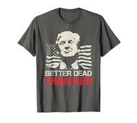 Camiseta Trump Re-Election 2020 Better Dead Than Red Patriot Camiseta, Hombre, Asfalto, 3XL