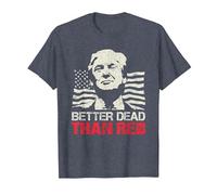 Camiseta Trump Re-Election 2020 Better Dead Than Red Patriot Camiseta, Hombre, Azul Jaspeado, 4XL