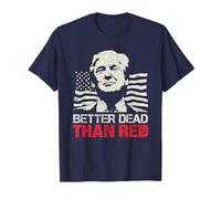 Camiseta Trump Re-Election 2020 Better Dead Than Red Patriot Camiseta, Hombre, Azul Marino, XXL