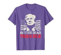 Camiseta Trump Re-Election 2020 Better Dead Than Red Patriot Camiseta, Hombre, Morado Jaspeado, XXL