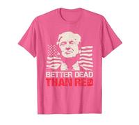Camiseta Trump Re-Election 2020 Better Dead Than Red Patriot Camiseta, Hombre, Rosa Jaspeado, M