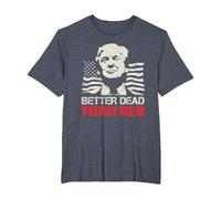 Camiseta Trump Re-Election 2020 Better Dead Than Red Patriot Camiseta, Hombre Tallas Grandes, Azul Jaspeado, 4X Alto