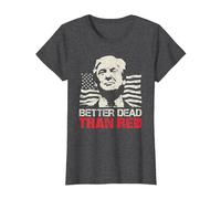 Camiseta Trump Re-Election 2020 Better Dead Than Red Patriot Camiseta, Mujer, Jaspeado Oscuro, 3XL