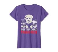 Camiseta Trump Re-Election 2020 Better Dead Than Red Patriot Camiseta, Mujer, Morado Jaspeado, 3XL