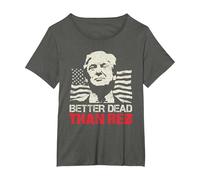 Camiseta Trump Re-Election 2020 Better Dead Than Red Patriot Camiseta, Mujer Tallas Grandes, Asfalto, 4XL Grande