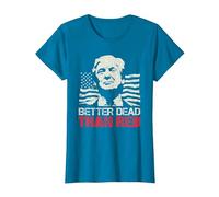 Camiseta Trump Re-Election 2020 Better Dead Than Red Patriot Camiseta, Mujer, Zafiro, XS