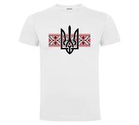Camiseta Ucrania Escudo, Camisetas Ukraine Vyshyvanka, Color Blanco, para Hombre, 100% Algodón, Tallas S M L XL XXL, Mangas Cortas (as4, Alpha, XX_l, Regular, Regular, XXL)