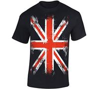 Camiseta: Union Jack - Bandera del Reino Unido T-Shirt - Regalo Hombre-s y Mujer-es - UK Inglaterra England GB Gran Bretaña Britain - Bike-r Chopper Motero Rock Punk Queen Fútbol Flag (M)