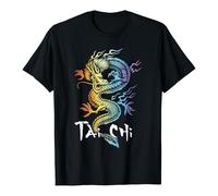 Camiseta unisex con dragón chino, camiseta de manga corta con diseño de Tai Chi, camiseta asiática de artes marciales para entrenamiento y tiempo libre, Style_r01 Negro, L