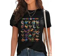 Camiseta unisex con el alfabeto de dinosaurios, divertida camiseta educativa con el alfabeto de mis dinosaurios, para mujeres, niños y niñas