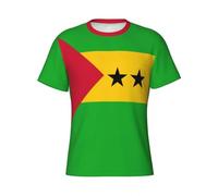 Camiseta Unisex con Estampado De La Bandera De Santo Tomé Y Príncipe Estilo Casual Manga Corta Cuello Redondo Ideal para El Verano Transpirable Y De Secado Rápido Talla L