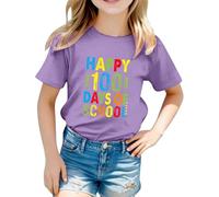 Camiseta unisex con estampado gráfico de letras, manga corta, perfecta para el comienzo escolar, cómoda camiseta de ocio para combinar de forma versátil para el día a día, deportes, actividades al