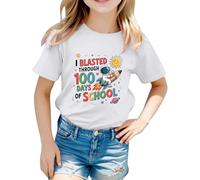 Camiseta unisex con estampado gráfico de letras, manga corta, perfecta para el comienzo escolar, cómoda camiseta de ocio para combinar de forma versátil para el día a día, deportes, actividades al