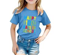 Camiseta unisex con estampado gráfico de letras, manga corta, perfecta para el comienzo escolar, cómoda camiseta de ocio para combinar de forma versátil para el día a día, deportes, actividades al