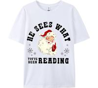 Camiseta unisex con texto en inglés «He Sees What You've Been Reading» para mujer y hombre, blanco, 3XL
