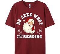 Camiseta unisex con texto en inglés «He Sees What You've Been Reading» para mujer y hombre, rosso, S