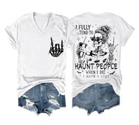 Camiseta unisex con texto en inglés "I Fully Intend to Haunt People When I Die, blanco, S