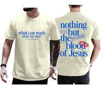 Camiseta unisex con texto en inglés "Nothing But The Blood of Jesus", Amarillo cremoso, L