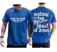 Camiseta unisex con texto en inglés "Nothing But The Blood of Jesus", azul real, XXL