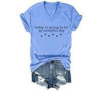 Camiseta unisex con texto en inglés «Today is Going to Be My Peaceful Day» («Today is Going to Be My Peaceful Day»), Azul (carolina blue), XL