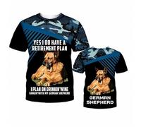 Camiseta Unisex de Harajuku con diseño de Ridgeback de Rodesia Impreso en 3D en Azul Marino con Estampado de Camuflaje y Manga Corta con la Frase Plan de jubilación