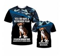 Camiseta Unisex de Harajuku con diseño de Ridgeback de Rodesia Impreso en 3D en Azul Marino con Estampado de Camuflaje y Manga Corta con la Frase Plan de jubilación