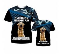 Camiseta Unisex de Harajuku con diseño de Ridgeback de Rodesia Impreso en 3D en Azul Marino con Estampado de Camuflaje y Manga Corta con la Frase Plan de jubilación