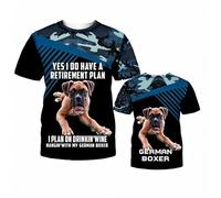 Camiseta Unisex de Harajuku con diseño de Ridgeback de Rodesia Impreso en 3D en Azul Marino con Estampado de Camuflaje y Manga Corta con la Frase Plan de jubilación