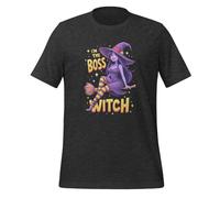 Camiseta unisex divertida de Halloween con texto en inglés "I'm The Boss Witch", Gris Oscuro Heather, M