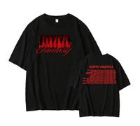 Camiseta unisex holgada de algodón estampada Normal America Tour 2025 In Your Fantasy(Black1,XXL)