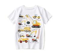 Camiseta Unisex Infantil T-Shirts Algodón de Dinosaurio Diaria Combinación Colores neutros Moda Cómoda y Suave Tela Primavera Verano para 3-8 Años