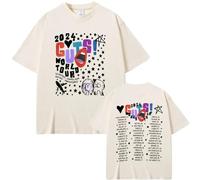 Camiseta Unisex Olivia Rodrigo Guts Camiseta De Concierto Camiseta Retro De Calle De Gran Tamaño Moda De Verano para Hombres Y Mujeres Y Camiseta Informal De Algodón con Cuello Redondo-Black||XS