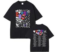 Camiseta Unisex Olivia Rodrigo Guts Camiseta De Concierto Camiseta Retro De Calle De Gran Tamaño Moda De Verano para Hombres Y Mujeres Y Camiseta Informal De Algodón con Cuello Redondo-Black||XS
