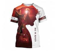 Camiseta Unisex para Hombre Estilo Streetwear con diseño de Jesús en 3D Estilo Harajuku Manga Corta Informal