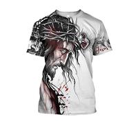 Camiseta Unisex para Hombre Estilo Streetwear con diseño de Jesús en 3D Estilo Harajuku Manga Corta Informal