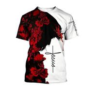 Camiseta Unisex para Hombre Estilo Streetwear con diseño de Jesús en 3D Estilo Harajuku Manga Corta Informal