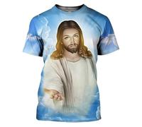 Camiseta Unisex para Hombre Estilo Streetwear con diseño de Jesús en 3D Estilo Harajuku Manga Corta Informal