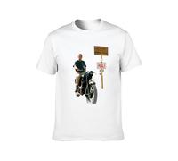 Camiseta unisex Steve McQueen - The Great Escape Retro Old Movie Moto BikeCotton para hombre, blanco, L