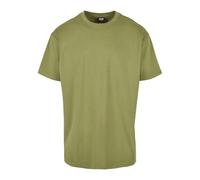 URBAN CLASSICS Camiseta básica de manga corta, cuello redondo normal, de algodón grueso, largo normal, oversized, de hombre, moderna, color verde, talla XL