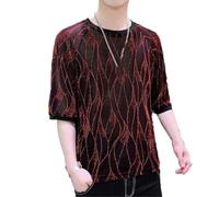 Camiseta Urbana Hueca para Hombre, Manga Corta actuación Escenario Red02 X-Grande