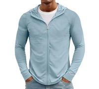Camiseta UV Hombre, Camiseta Montaña Hombre, Manga Larga UV Outdoor Rashguard UPF 50 Montaña Verano Protección Solar con Capucha Tecnicas Deporte Playa Running Rashguard, M