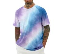 Camiseta Verano Hombre, Camisetas Basicas Hombre Manga Corta, Camiseta de Manga Corta con Estampado Tie-Dye Estilo Ojo de pájaro Transpirable cómoda e Informal para Uso Diario.
