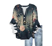 Camiseta Verde Mujer Volantes Ropa Camisetas Blusas Lunares Manga 3/4 Verano Mis Pedidos Azul Marino de Flores Originales Cuello V Camisa Mujer Manga 3/4 Azul Marino M