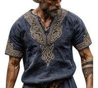 Camiseta vikinga para Hombre Camisetas con diseño de runas nórdicas Camiseta con Estampado 3D de Lobo de Manga Corta Ropa vikinga de Estilo Vintage