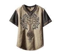 Camiseta vikinga para Hombre Camisetas con diseño de runas nórdicas Camiseta con Estampado 3D de Lobo de Manga Corta Ropa vikinga de Estilo Vintage