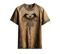 Camiseta vikinga para Hombre Camisetas con diseño de runas nórdicas Camiseta con Estampado 3D de Lobo de Manga Corta Ropa vikinga de Estilo Vintage