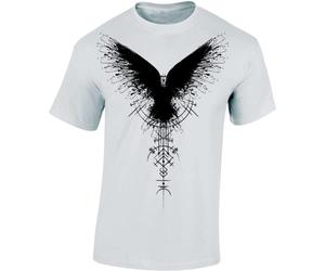 Camiseta Vikinga para Hombre, Cuervo Sombría, Ropa Vikinga, Blanco, XXL